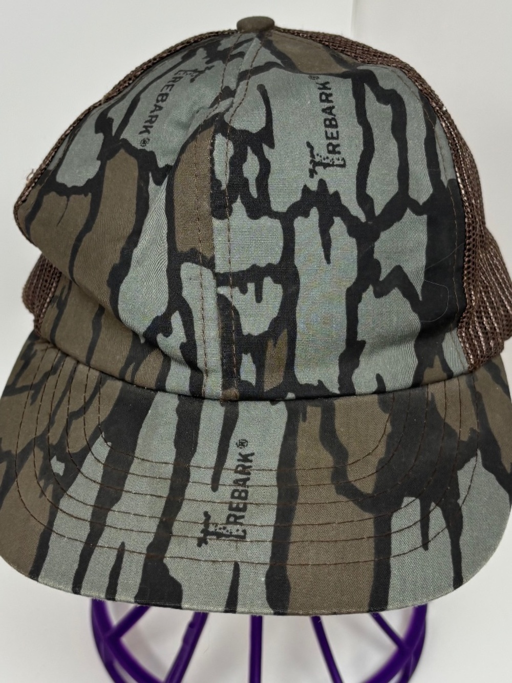 Duck Bay Adult One Size Vintage Camouflage Tree bark Hat Brown Gray Snap Back